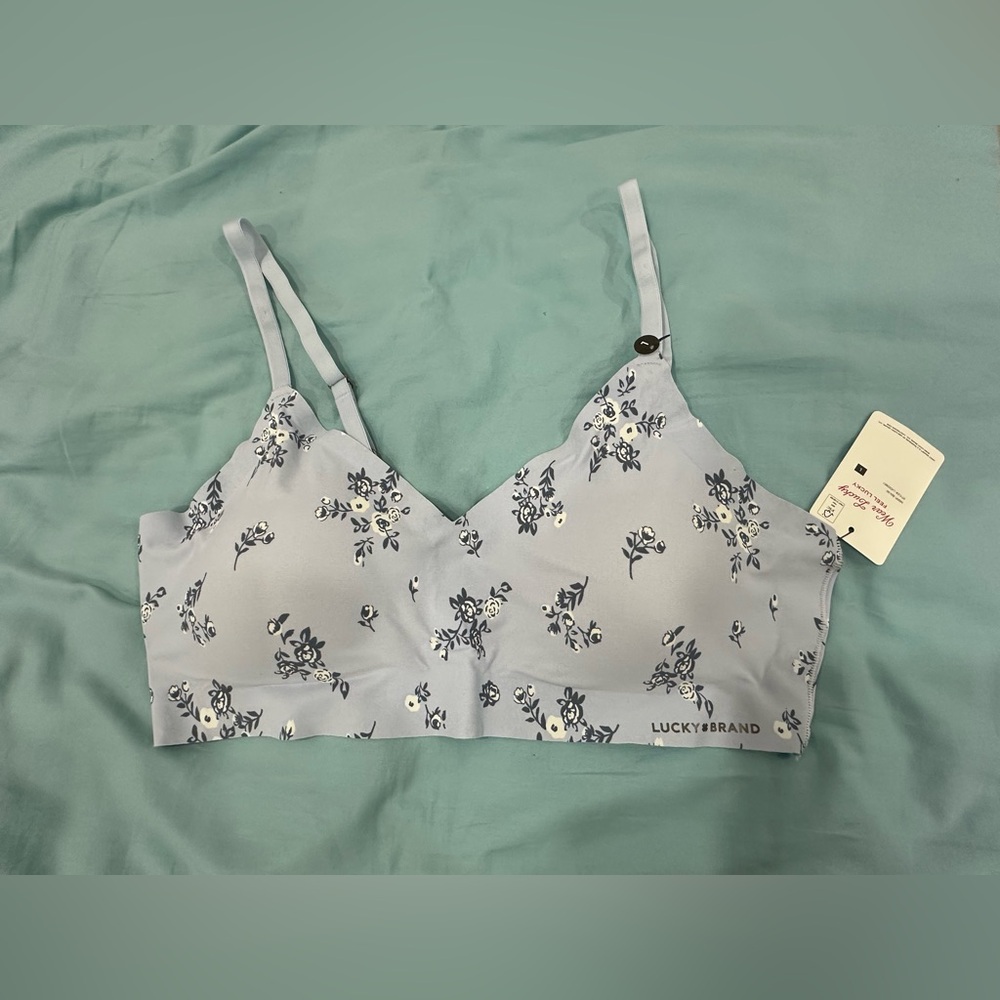 LUCKY BRAND Laser Cut Lounge Bras with Removable Pads Size L -NWT Very Comfy